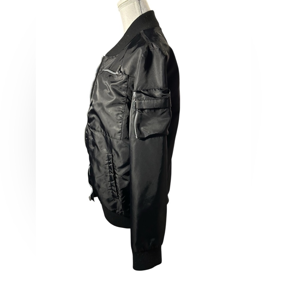 Karl Lagerfeld Paris Men's Exposed Pocket Black Bomber Jacket - Picture 4 of 14